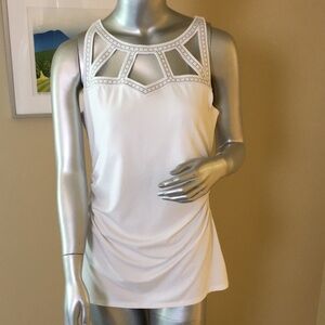 WHBM | Sleeveless Embroidered Top With Cutouts